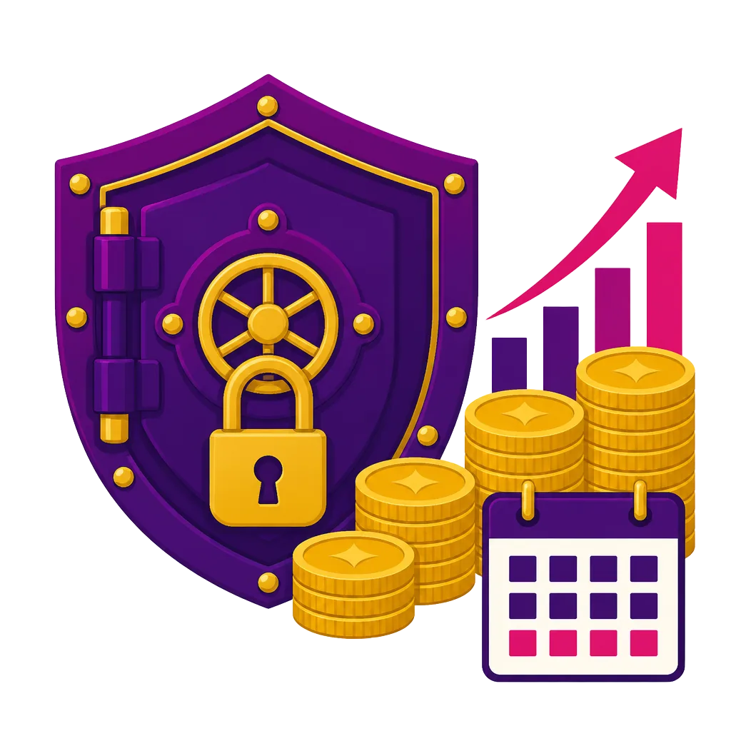 Fixed deposit growth illustration showing a piggy bank and coins